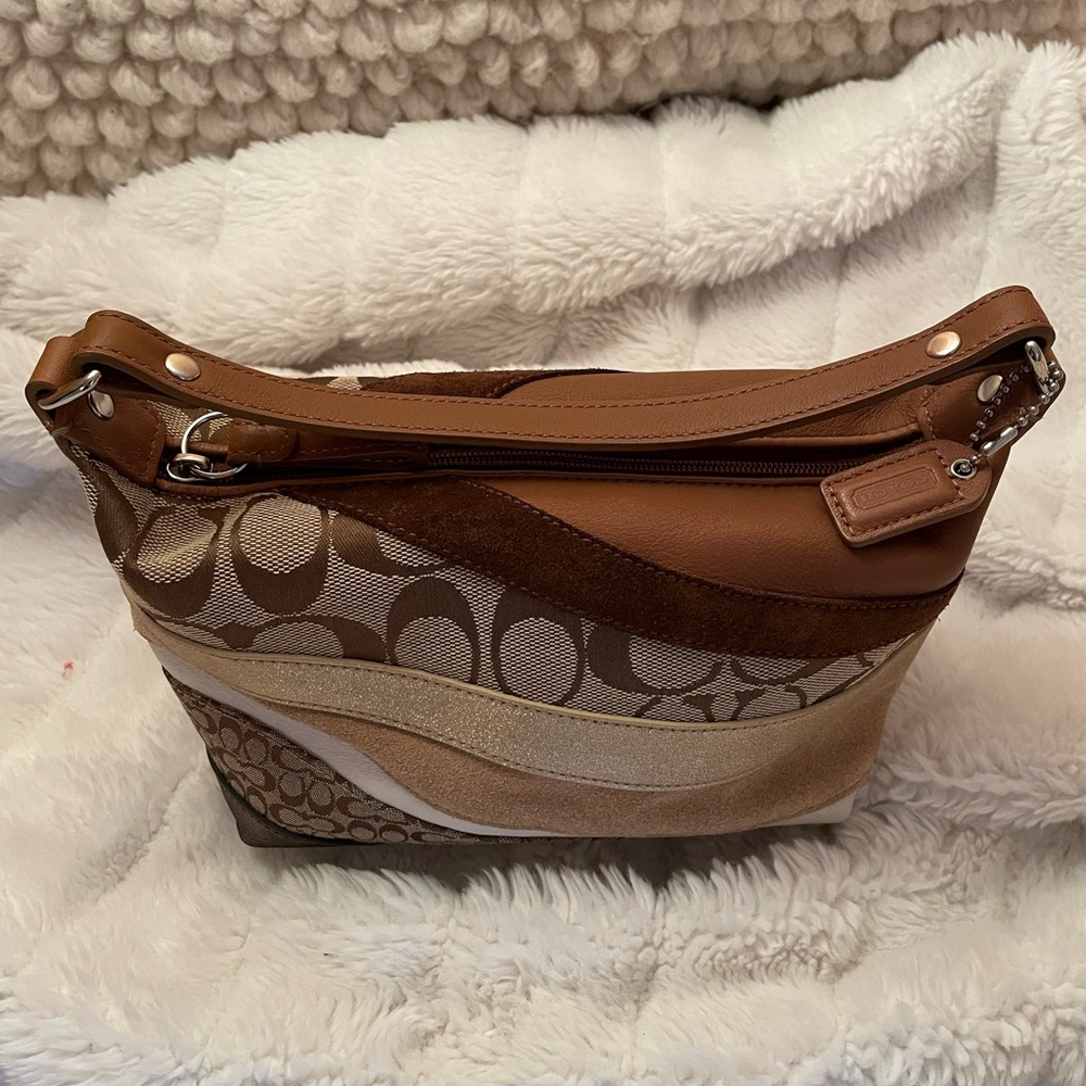!!EUC!! Rare Y2K Coach Wave Brown and Tan Demi Mini with Monogram Design!! - Picture 3 of 7